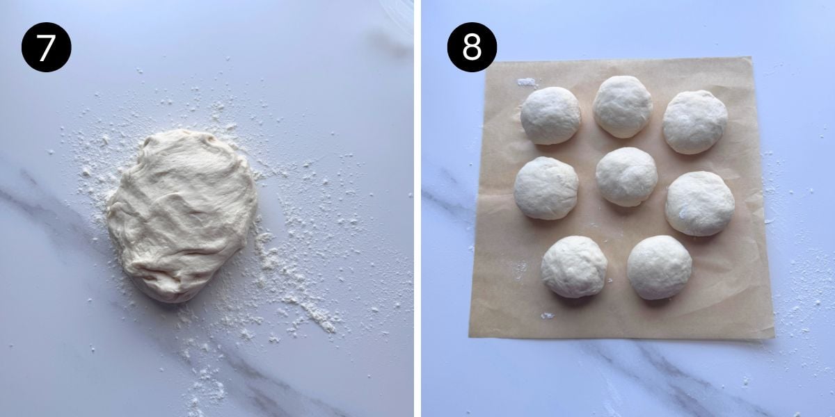 Easy Homemade Pita Bread steps 9 and 10 turn out dough form into 8 balls