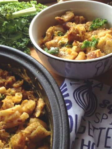 Spicy Butternut Mac and Cheese with Garlic Croutons