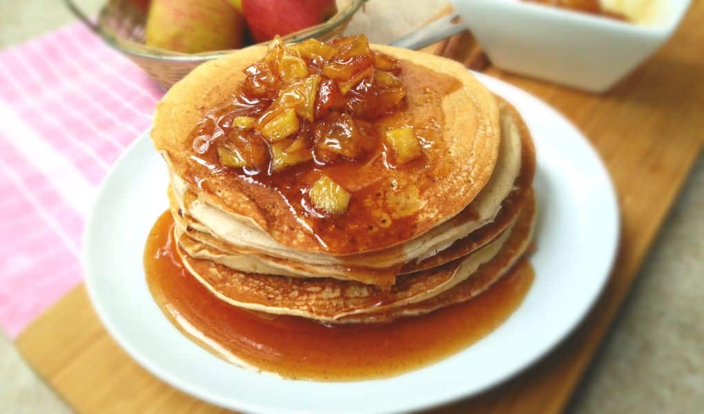 Pancakes with Warm Apple and Cinnamon Syrup