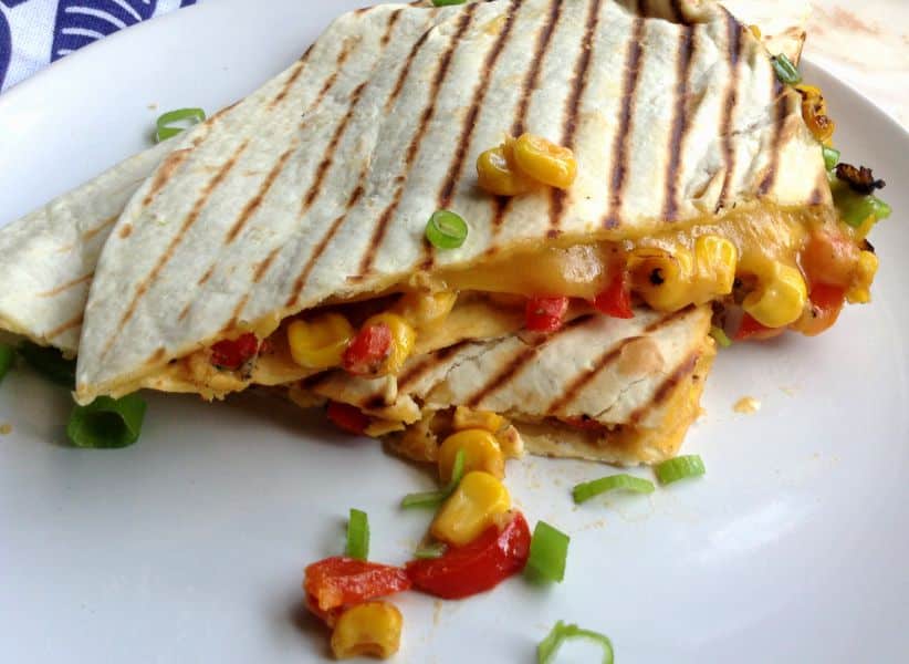 Grilled Cheese, Corn and Sweet Pepper Quesadilla
