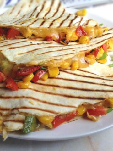 Grilled Cheese, Corn and Sweet Pepper Quesadilla