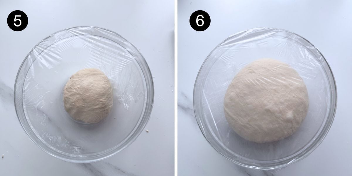 Greek Pita Flatbread steps 5 and 6 dough rising