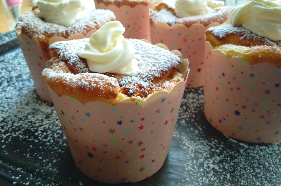 Cream Filled Chiffon Cupcakes