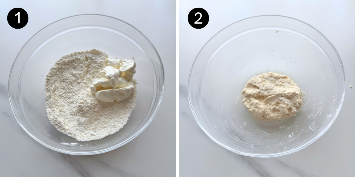 3 ingredient Garlic Breadsticks steps 1 and 2