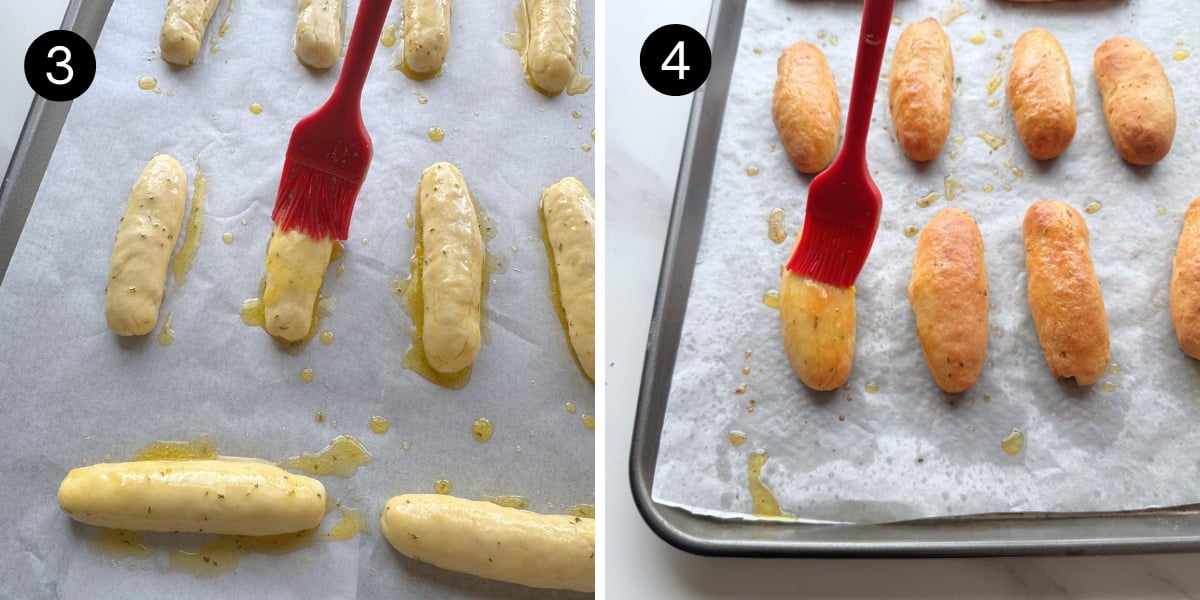3 ingredient Garlic Breadsticks steps 3 and 4