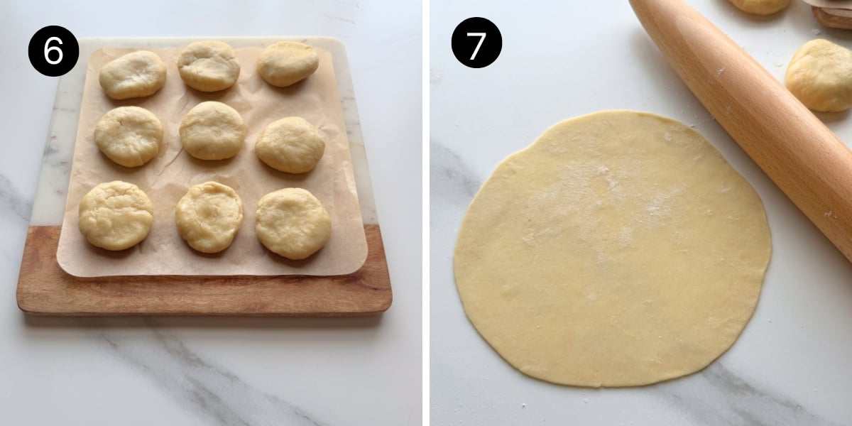 Homemade flour tortillas steps 6 and 7