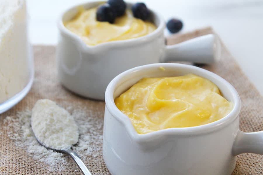 This 3-ingredient custard powder is so easy to make and super convenient too. The powder mixes easily with milk, forming a rich and silky custard. This makes it perfect for filling in pastries, cream puffs, tarts, Stovetop Custard Cream Buns, or donuts. It's also great served in trifle, with fruit or as a creamy topping for cakes and warm pudding. In addition, you can use the custard powder itself to flavor cakes and cookies.  