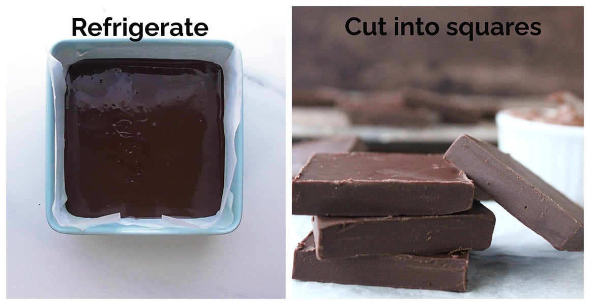 Refrigerate or freeze: Refrigerate until the fudge is firm Slice into serving portions 