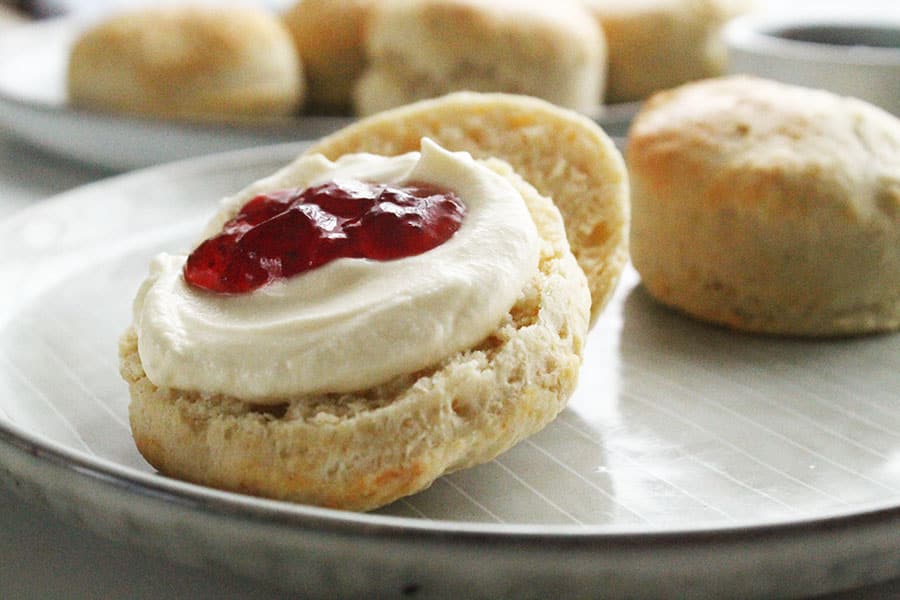 3 ingredient scones with jam and cream