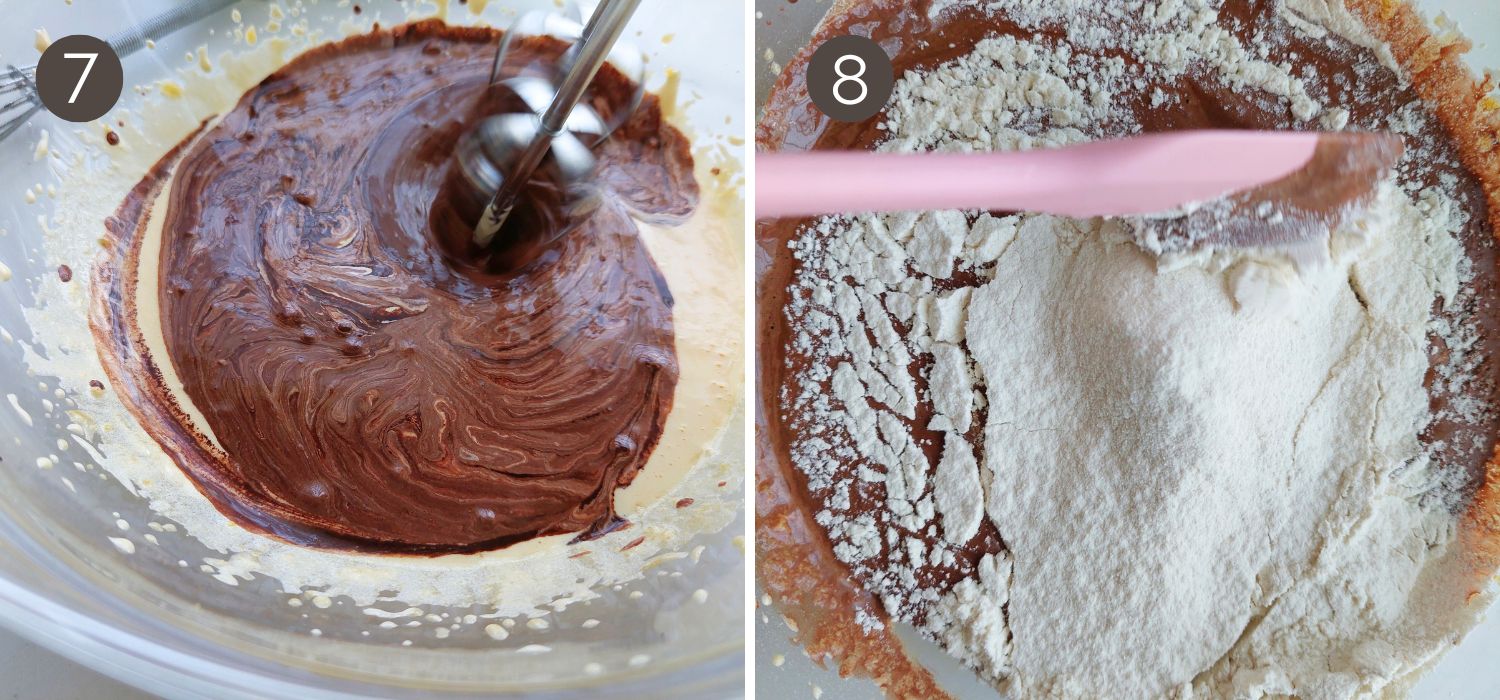 combining flour and cocoa mixture