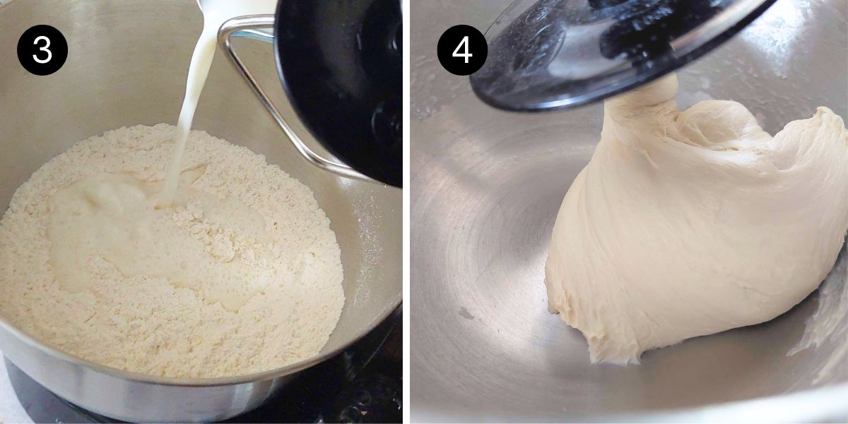 Soft Pita Bread step 3 and 4 combining and mixing