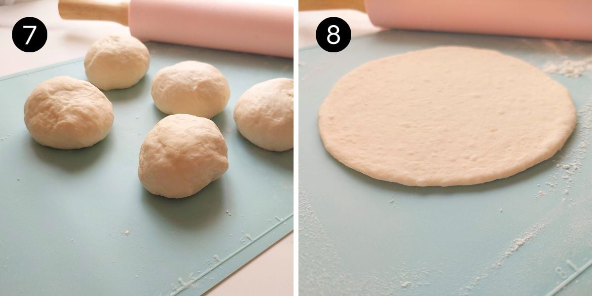 Soft Pita Bread step 7 and 8 shaping and rolling
