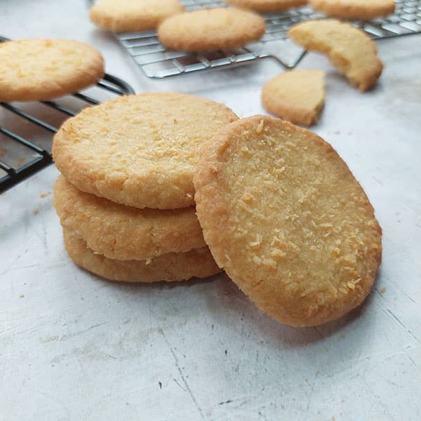 Coconut Butter cookies on cooling rack
