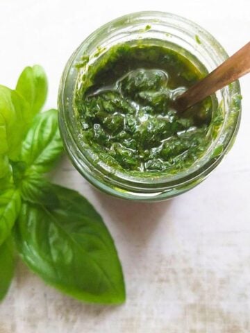 3 ingredient basil pesto in jar