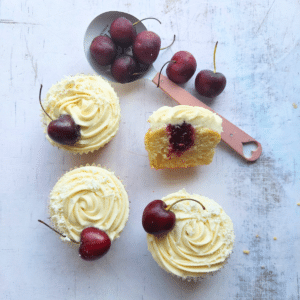 Easy Vanilla Cherry Cupcakes With Smooth Buttercream (No Powdered Sugar)