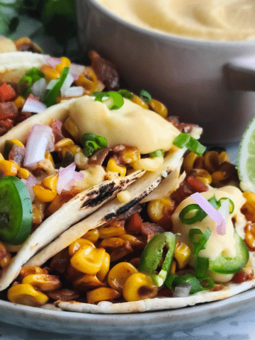 Spicy corn and cheese tacos