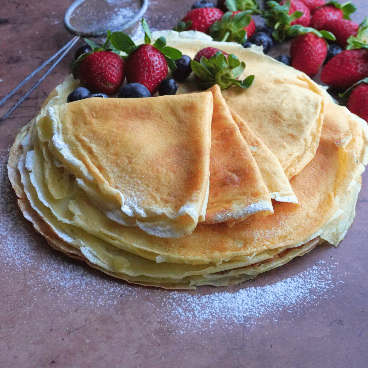 This recipe does not require you to make crepe batter in advance - its quick and easy and the batter is prepared just before cooking.