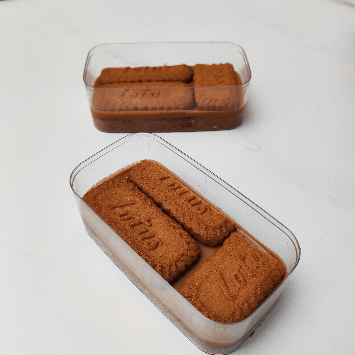 Place whole or break cookies to fit container
