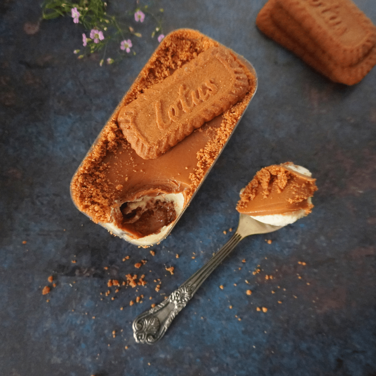 Remove your Biscoff Tiramisu from the refrigerator at least 10 minutes before serving to allow the base layer to soften slightly.