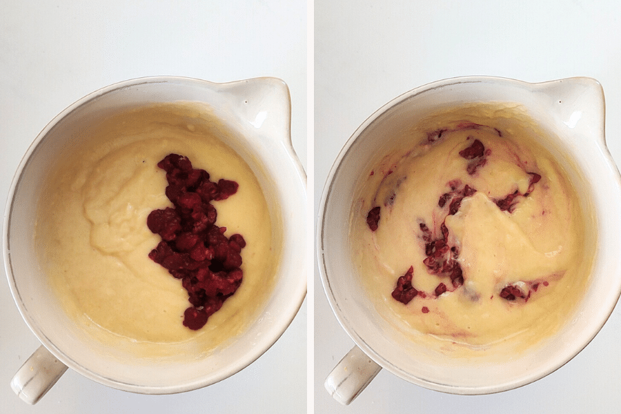step 4 - add raspberries and mix
