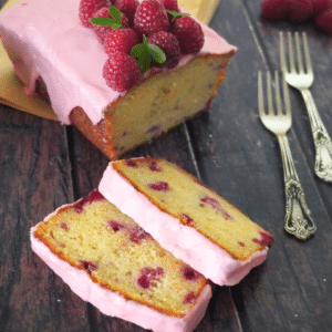 raspberry lemon cake with glaze