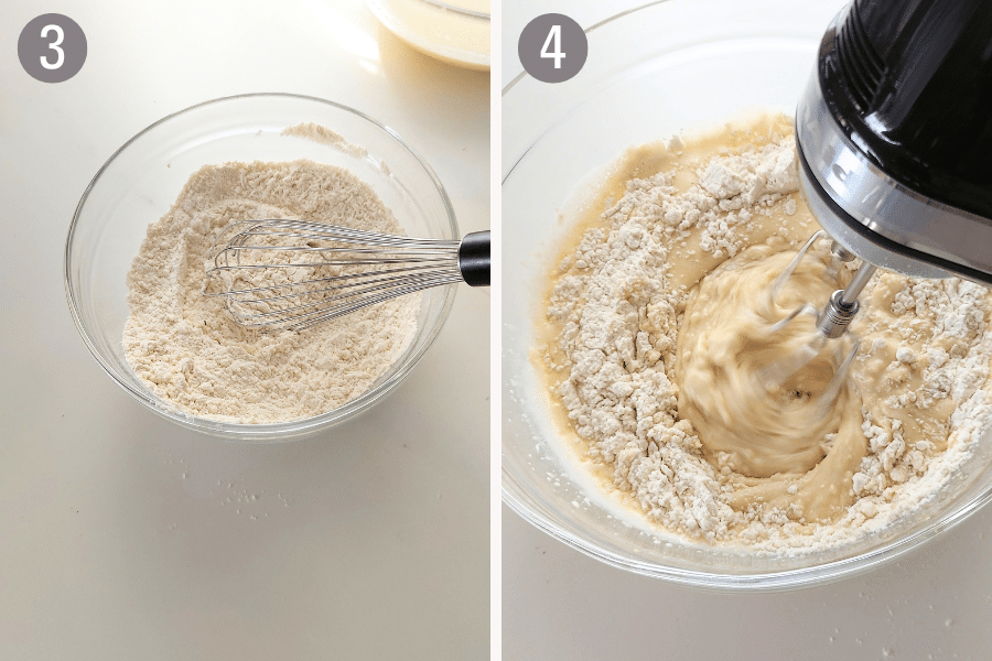 steps 3 and 4-mix flour mixture, add to egg mix