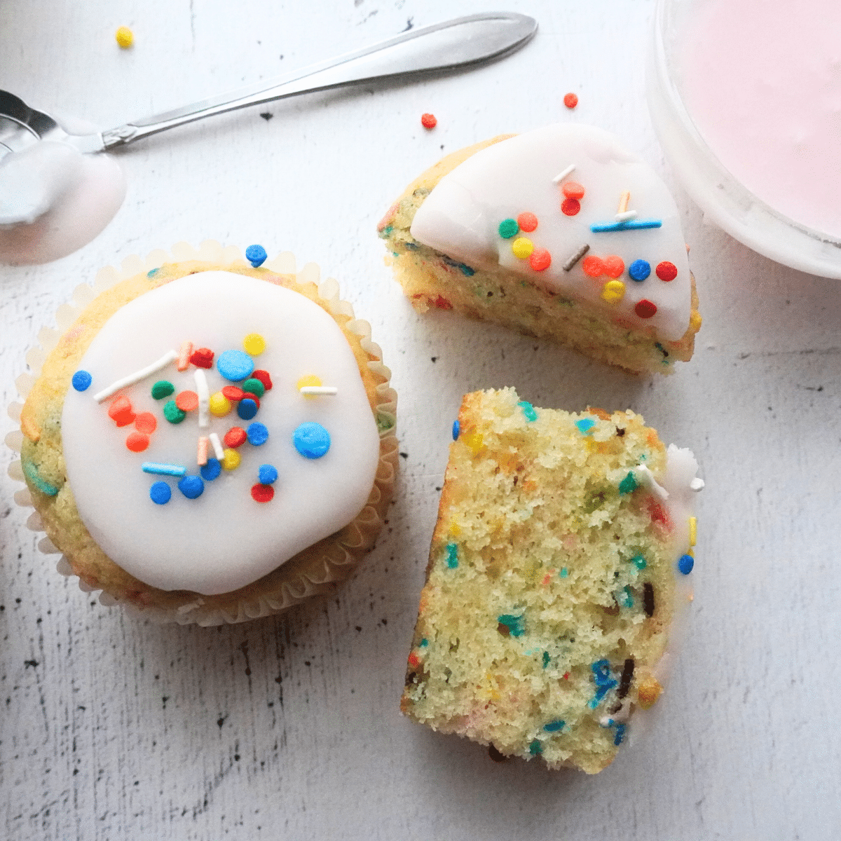 funfetti cupcakes showing texture