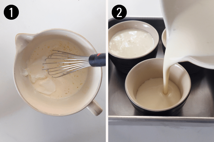 Whisk ingredients together and pour into ramekins