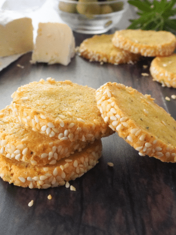 You can make these cookies by using a variety of cheeses, not just Parmesan! They have the delicate texture of a classic French Butter Cookie, with a savory twist from mixed herbs and cheese.