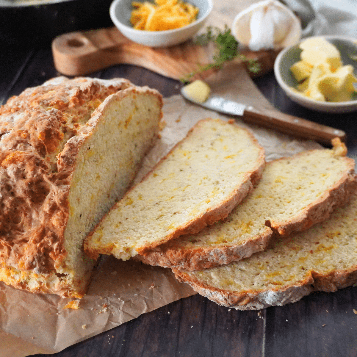 cheese and garlic Irish soda bread