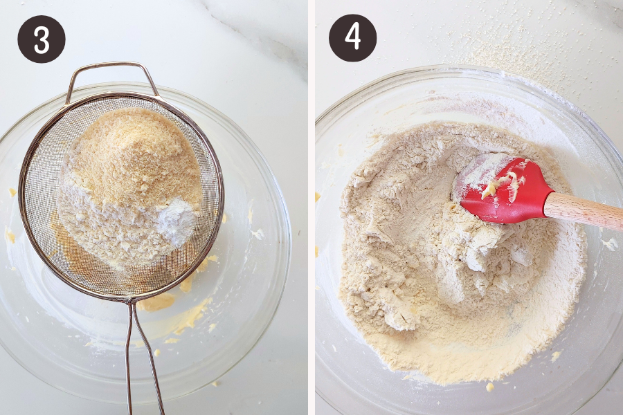 Add Dry Ingredients: Sift in the almond flour, all-purpose flour, and baking powder. Mix until you have a soft, uniform dough.