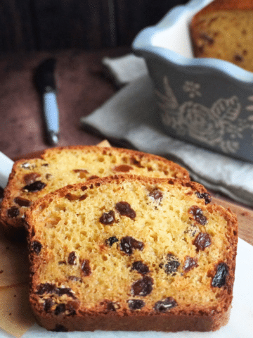This Raisin Sourdough Quick Bread is a simple way to use up sourdough discard. The bread is soft, tangy, and perfect for breakfast or a snack.