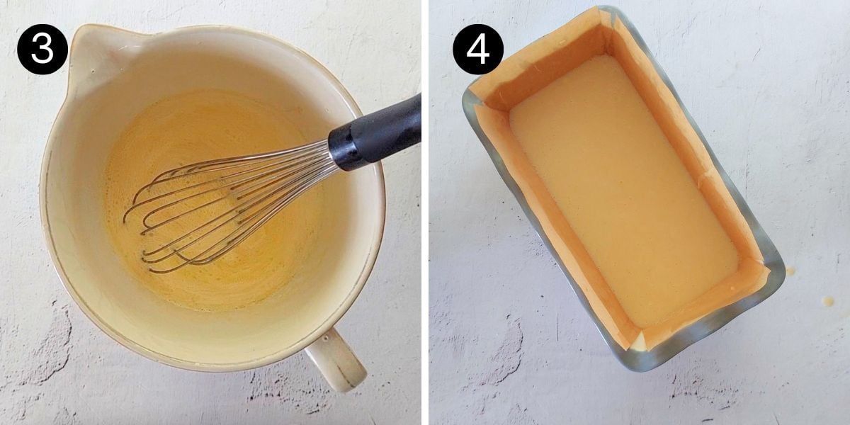 combining flour and butter mixture and poured in loaf pan