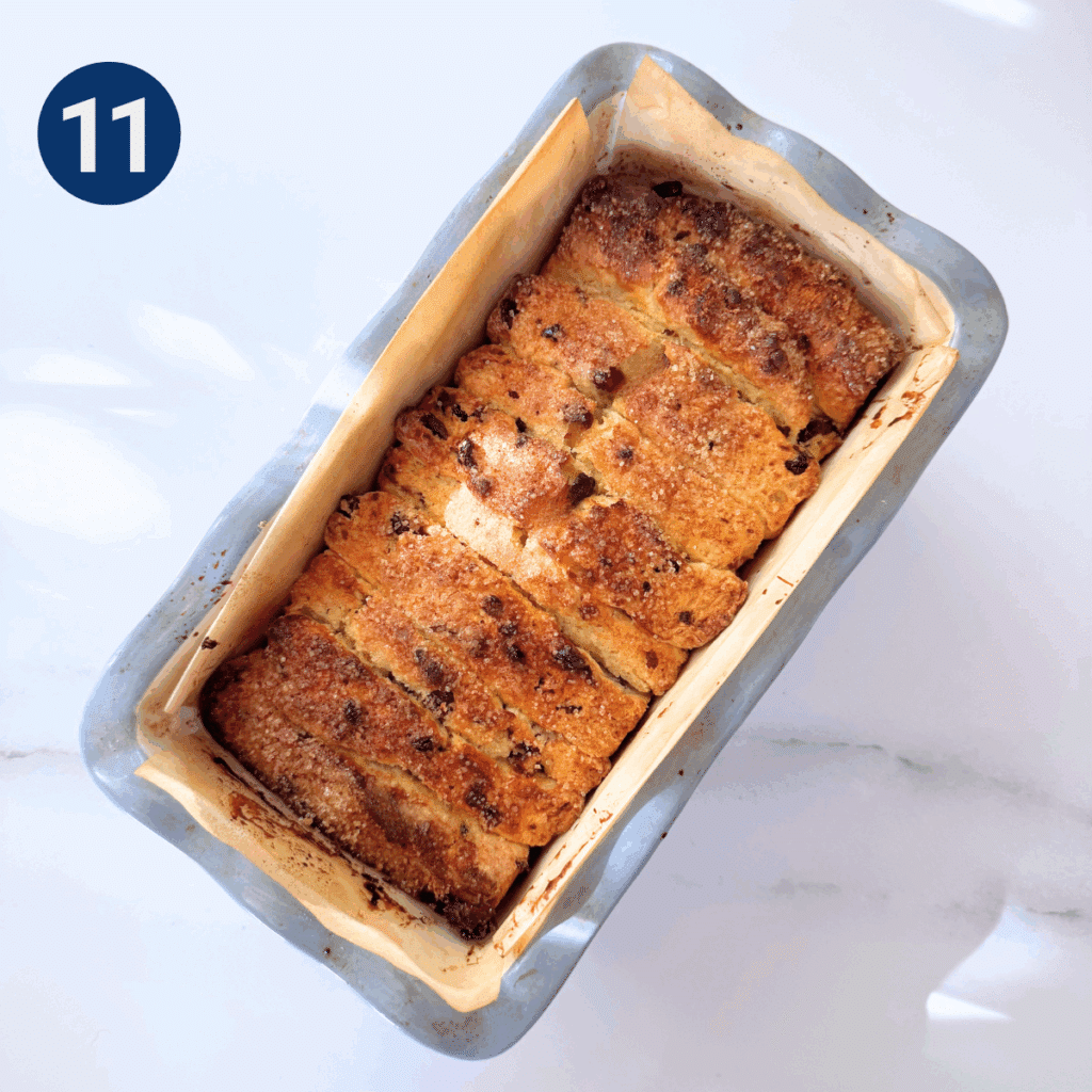 Golden baked cranberry scone loaf in pan