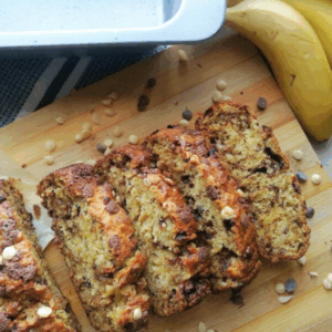 One Bowl Chocolate Chip Banana Loaf sliced