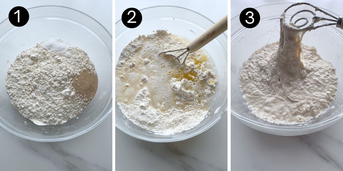 Mixing ingredients for dough