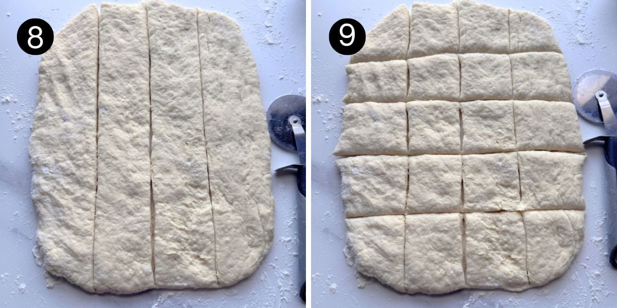 Quick No Knead Garlic Butter Potato Rolls steps 8 and 9