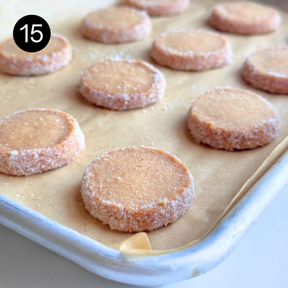 Baked brown butter cookies on baking tray