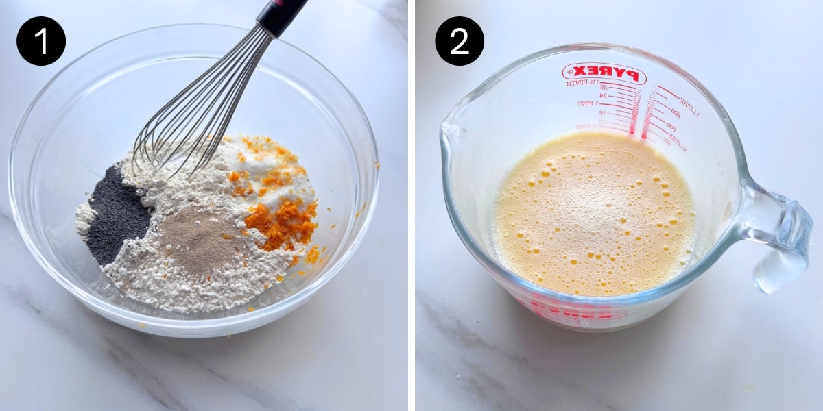 Flour mixture and milk mixture for Orange poppy seed buns 