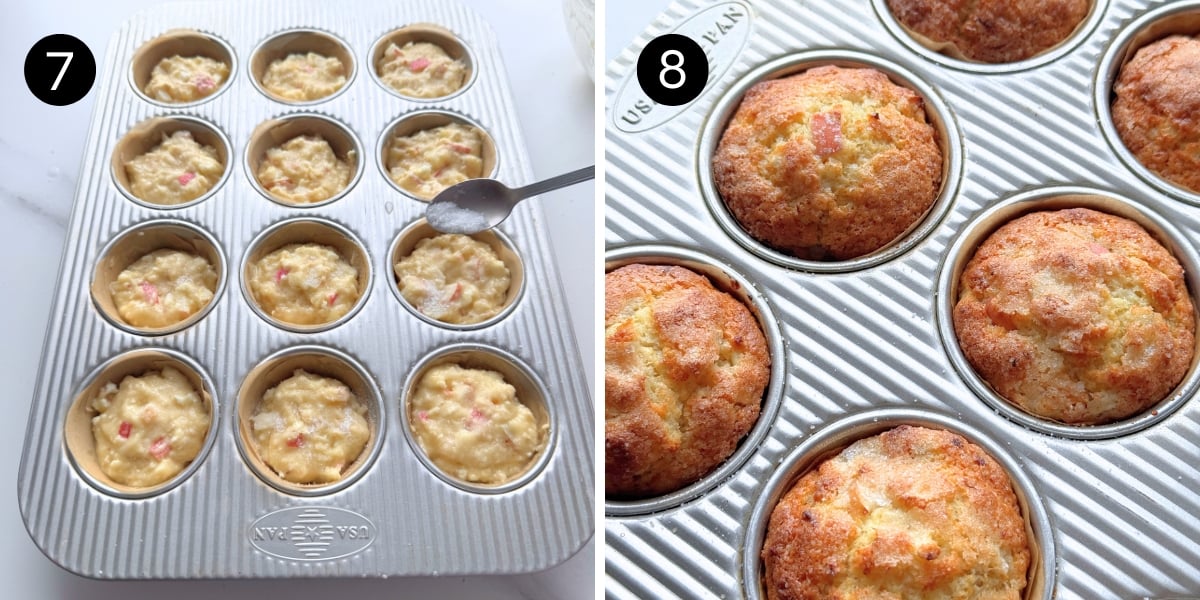 Apple Oat Cottage Cheese Muffins step 7 and 8 baking