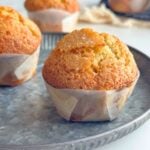 Banana Buttermilk Muffins on silver plate