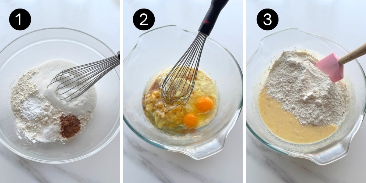 Bunana Buttermilk Muffins steps 1, 2 and 3