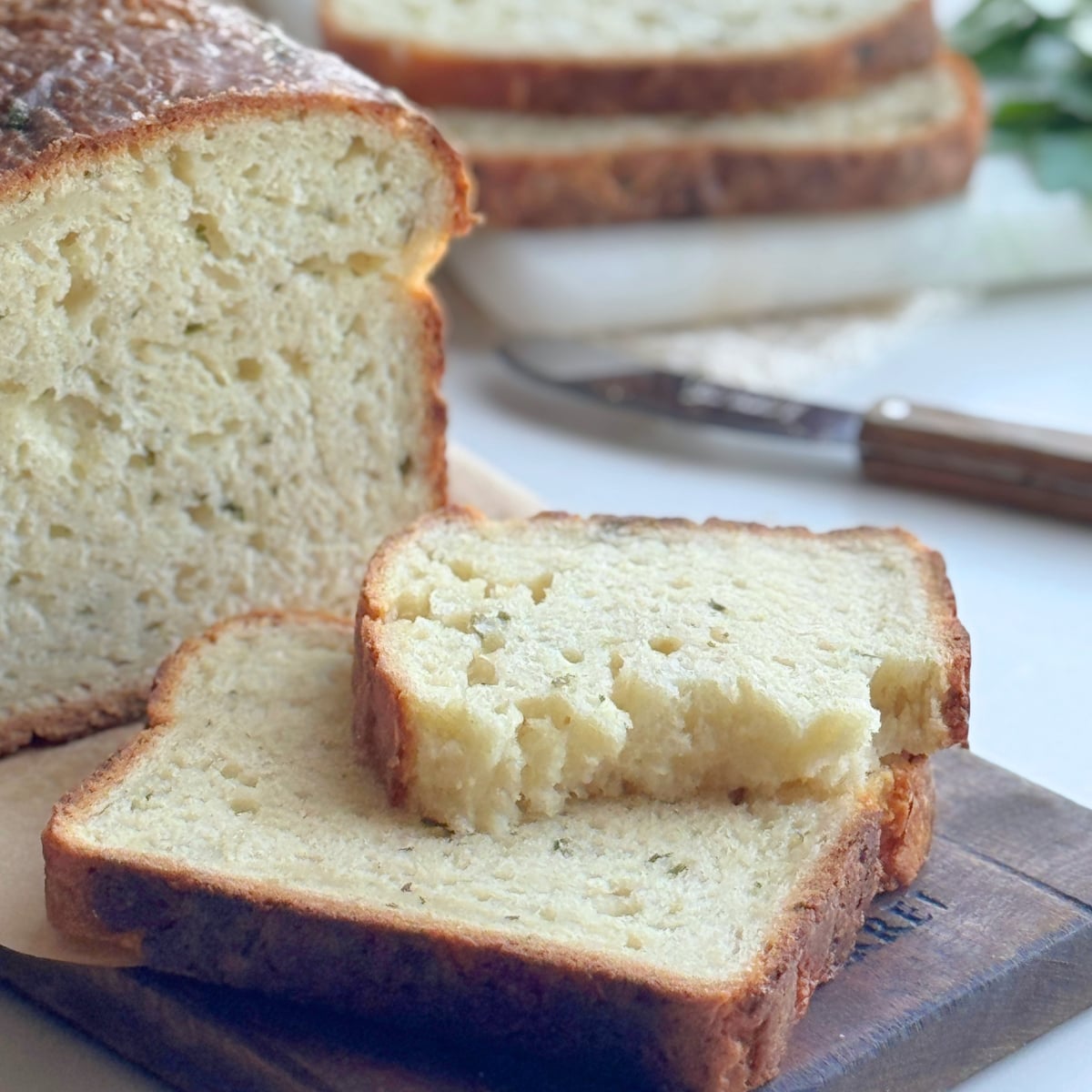 Greek Yogurt Garlic Butter Bread (No Yeast, No Eggs) half slice