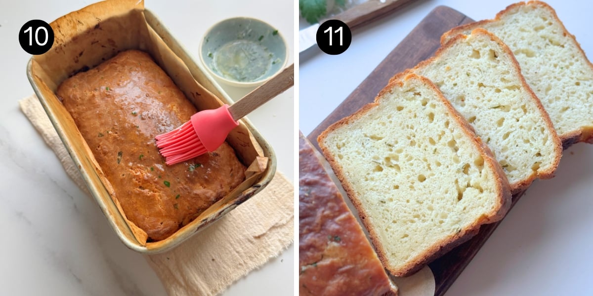 Greek Yogurt Garlic Butter Bread steps 10 and 11