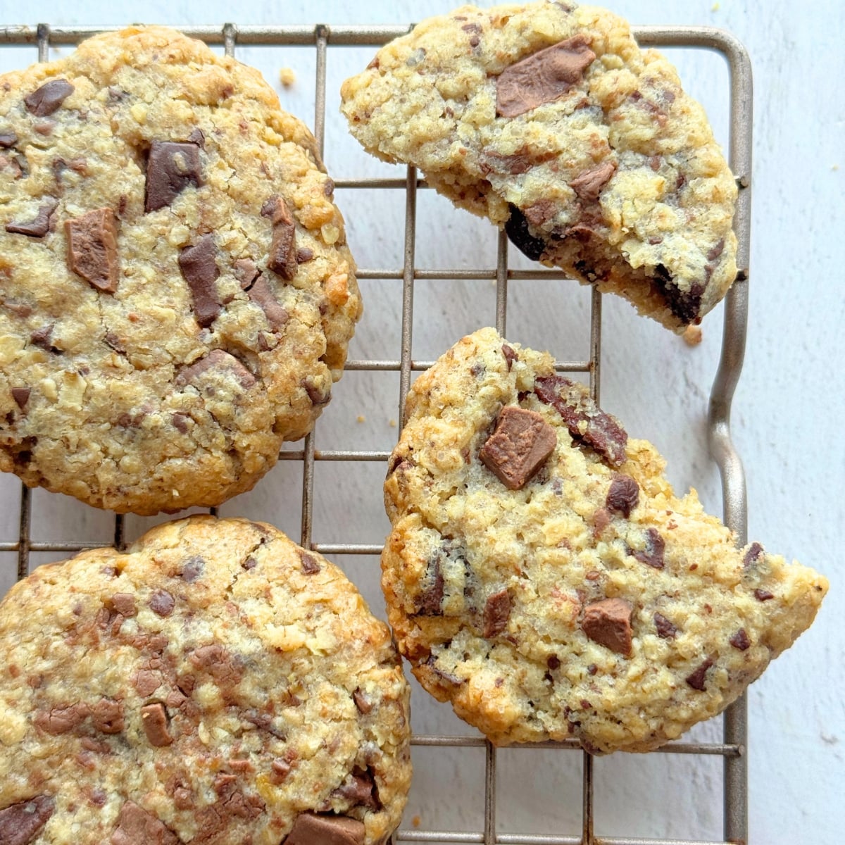 Soft Chocolate Chip Oat Cookies half cookies