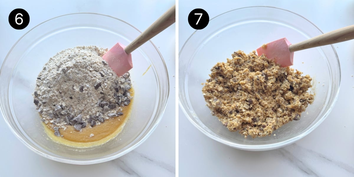 Soft Chocolate Chip Oat Cookies steps 6 and 7